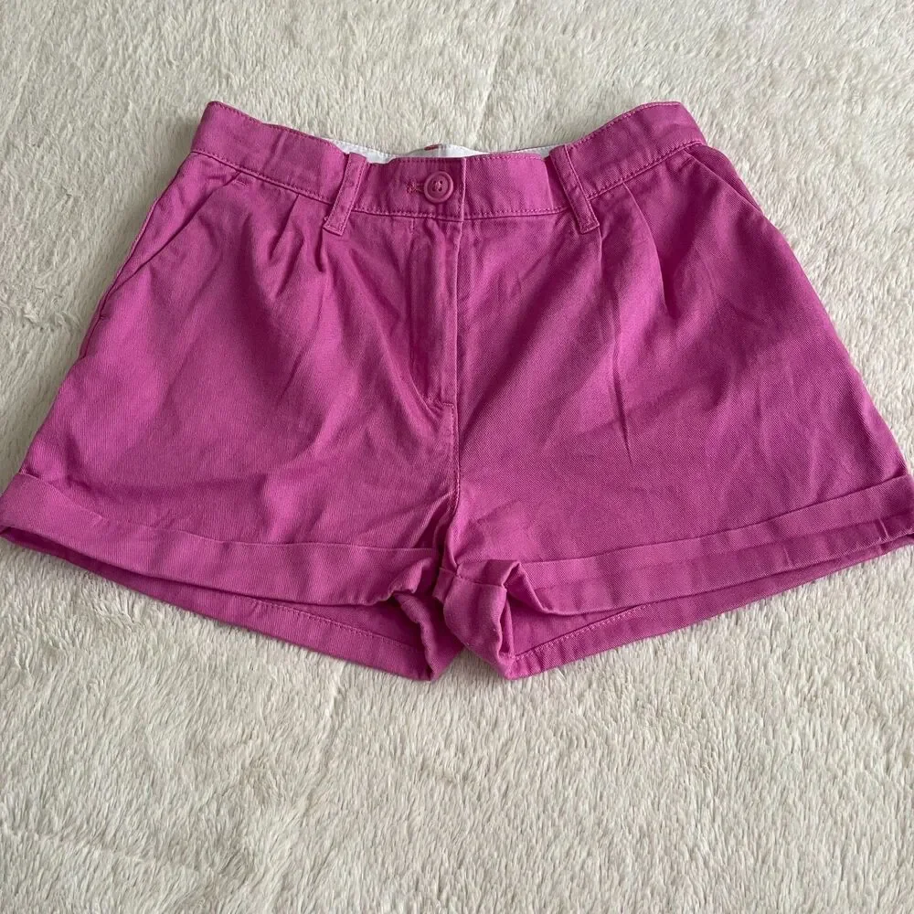 Crewcuts Girls Chino Shorts Bundle Kids Size 8 Green Pink Adjustable Waist